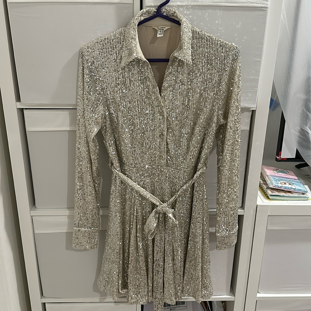 In Other Words Long Sleeve Sequin Mini Dress US size 2 (Small)